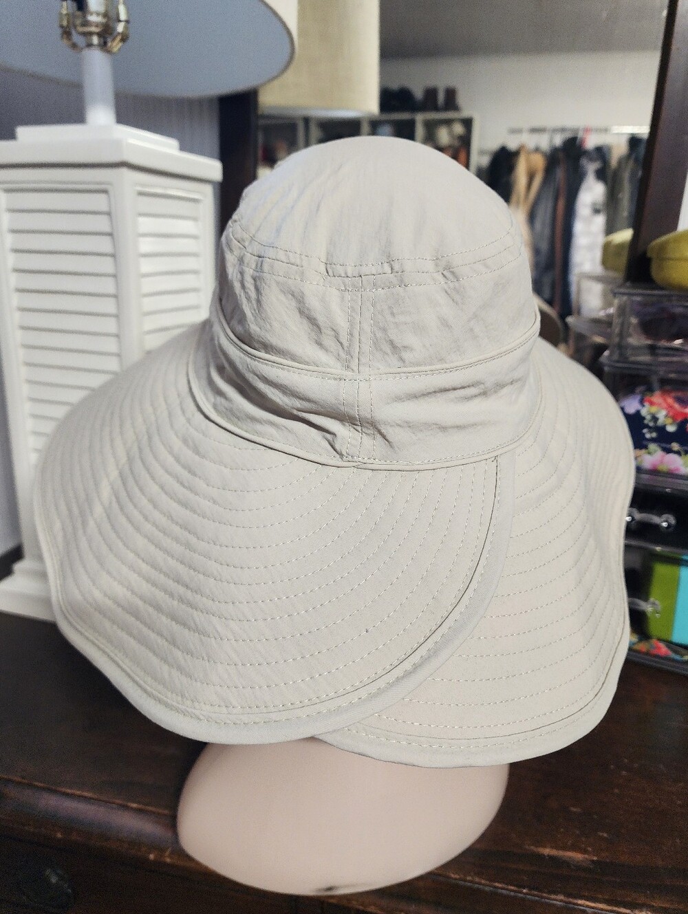 Coolibar Tan Wide Brim Sun Hat with Chin Strap - Picture 4 of 6